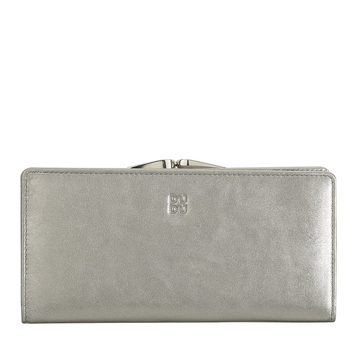 Dudu Women's World True Leather World med RFID -beskyttelse, kreditkortindehaver med Borsellino klik Clac Portamonete, farvede pengesedler