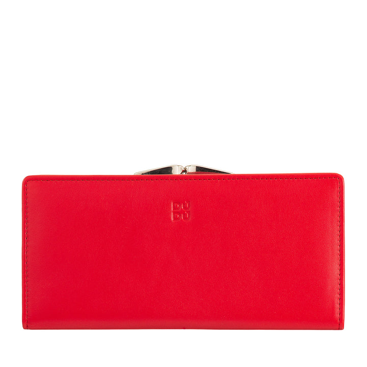 Dudu Women's World True Leather World med RFID -beskyttelse, kreditkortindehaver med Borsellino klik Clac Portamonete, farvede pengesedler