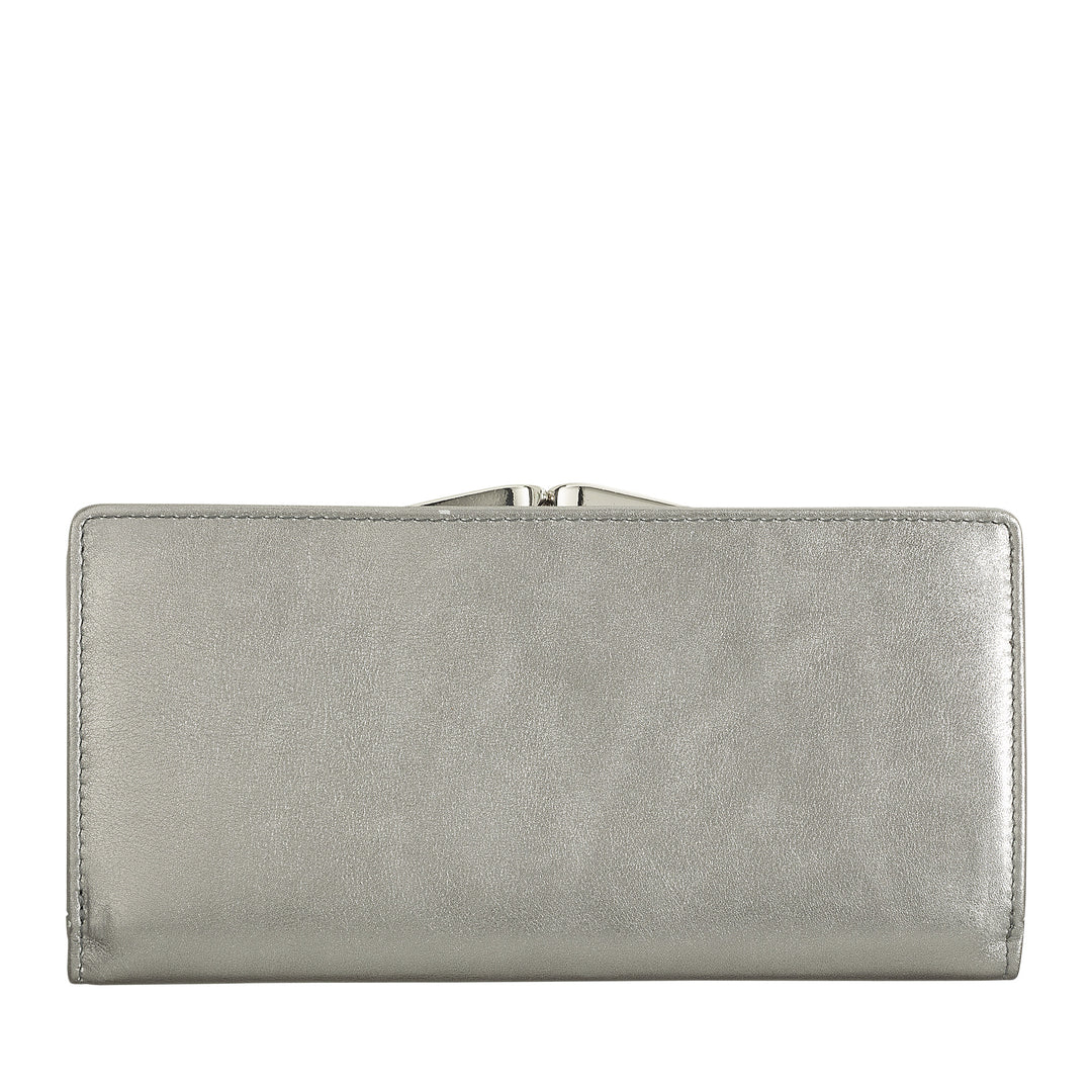 Dudu Women's World True Leather World med RFID -beskyttelse, kreditkortindehaver med Borsellino klik Clac Portamonete, farvede pengesedler