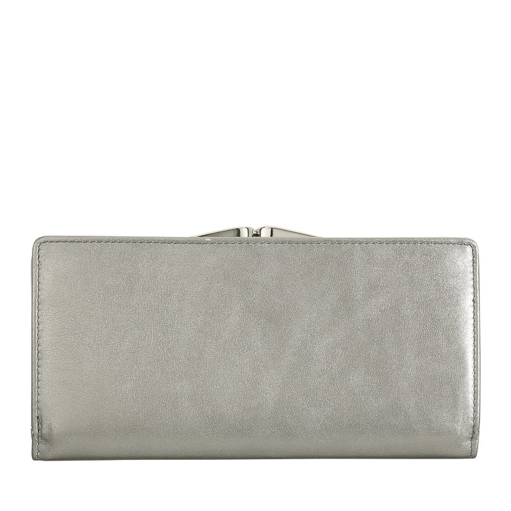 Dudu Women's World True Leather World med RFID -beskyttelse, kreditkortindehaver med Borsellino klik Clac Portamonete, farvede pengesedler