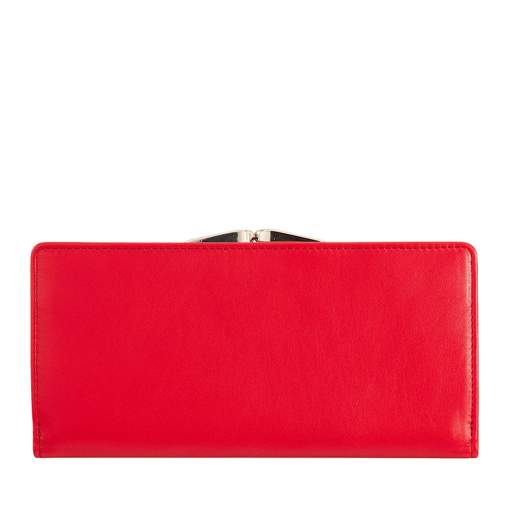Dudu Women's World True Leather World med RFID -beskyttelse, kreditkortindehaver med Borsellino klik Clac Portamonete, farvede pengesedler