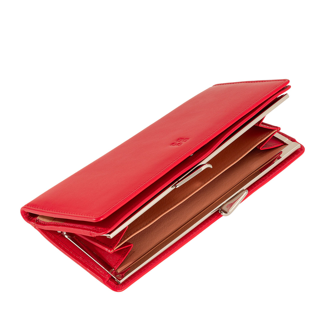 Dudu Women's World True Leather World med RFID -beskyttelse, kreditkortindehaver med Borsellino klik Clac Portamonete, farvede pengesedler