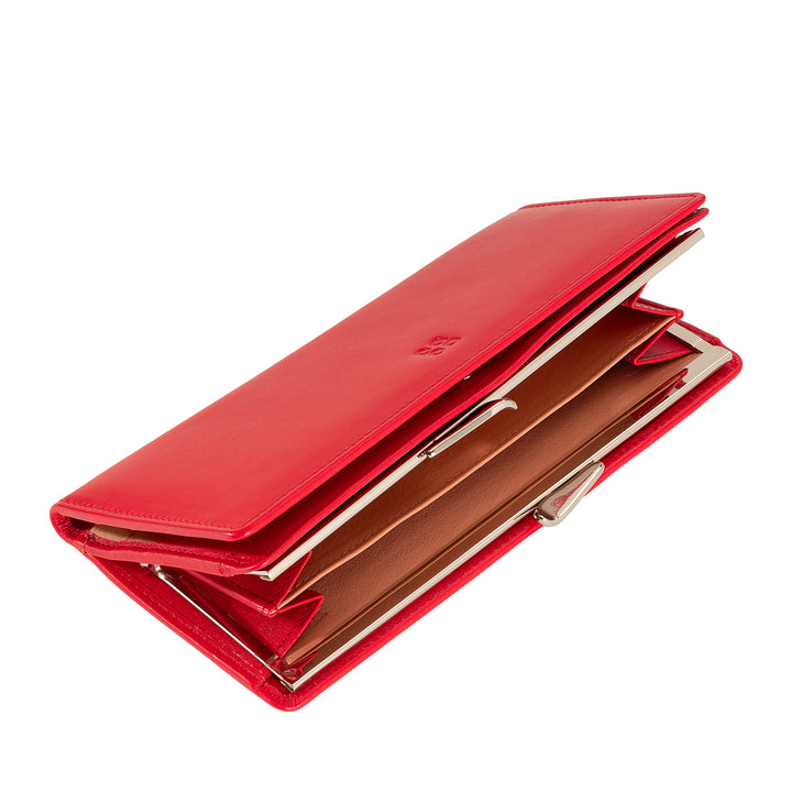 Dudu Women's World True Leather World med RFID -beskyttelse, kreditkortindehaver med Borsellino klik Clac Portamonete, farvede pengesedler
