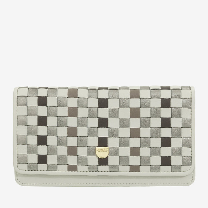 DUDU Geflochtene Damen-Geldbörse aus echtem Leder – Münzgeldbörse mit Reißverschluss, Kartenhalter und Fächern, elegantes handgefertigtes Design