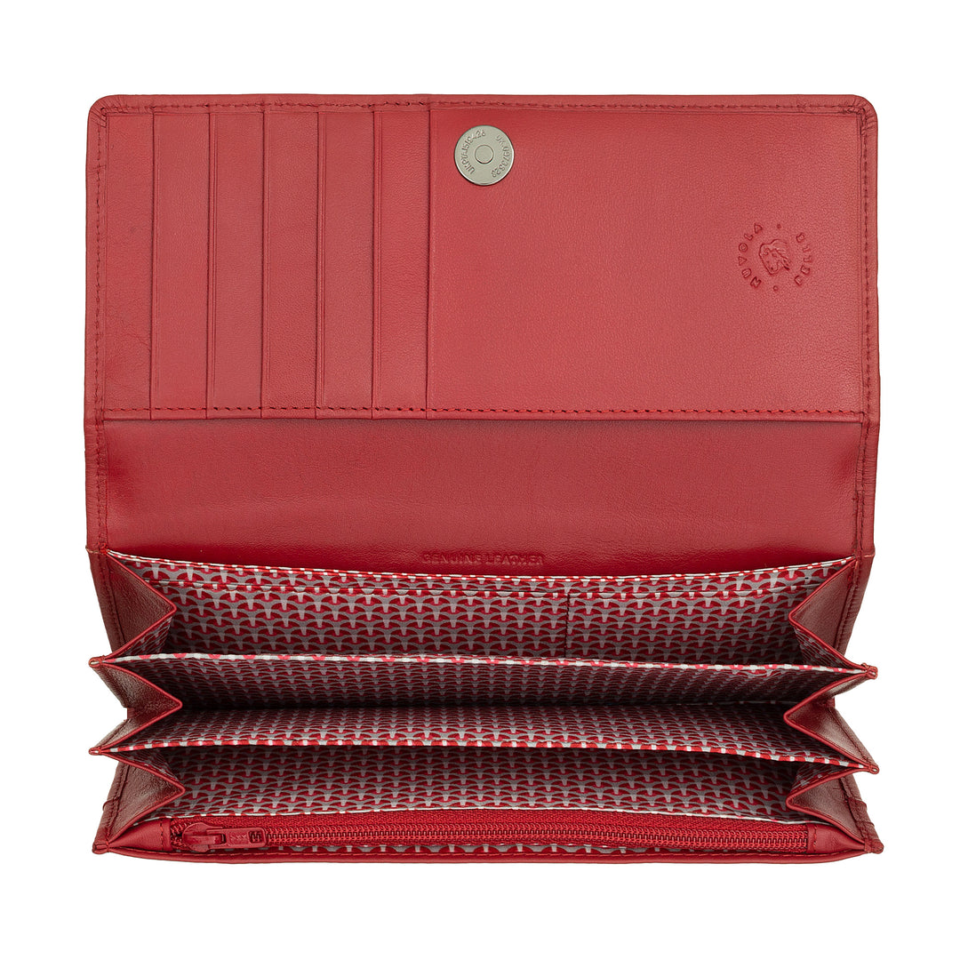 Nuvola leather wallet Woman large deena in real nappa leather credit card holder with button and zipper