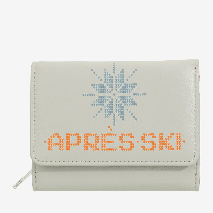 DUDU Kleine Damen-Geldbörse aus Leder mit Reißverschluss, Münzbörse – kompaktes Design und Après-Ski-Schriftzug – Geldbörse für Karten und Geldscheine, trendige Mode