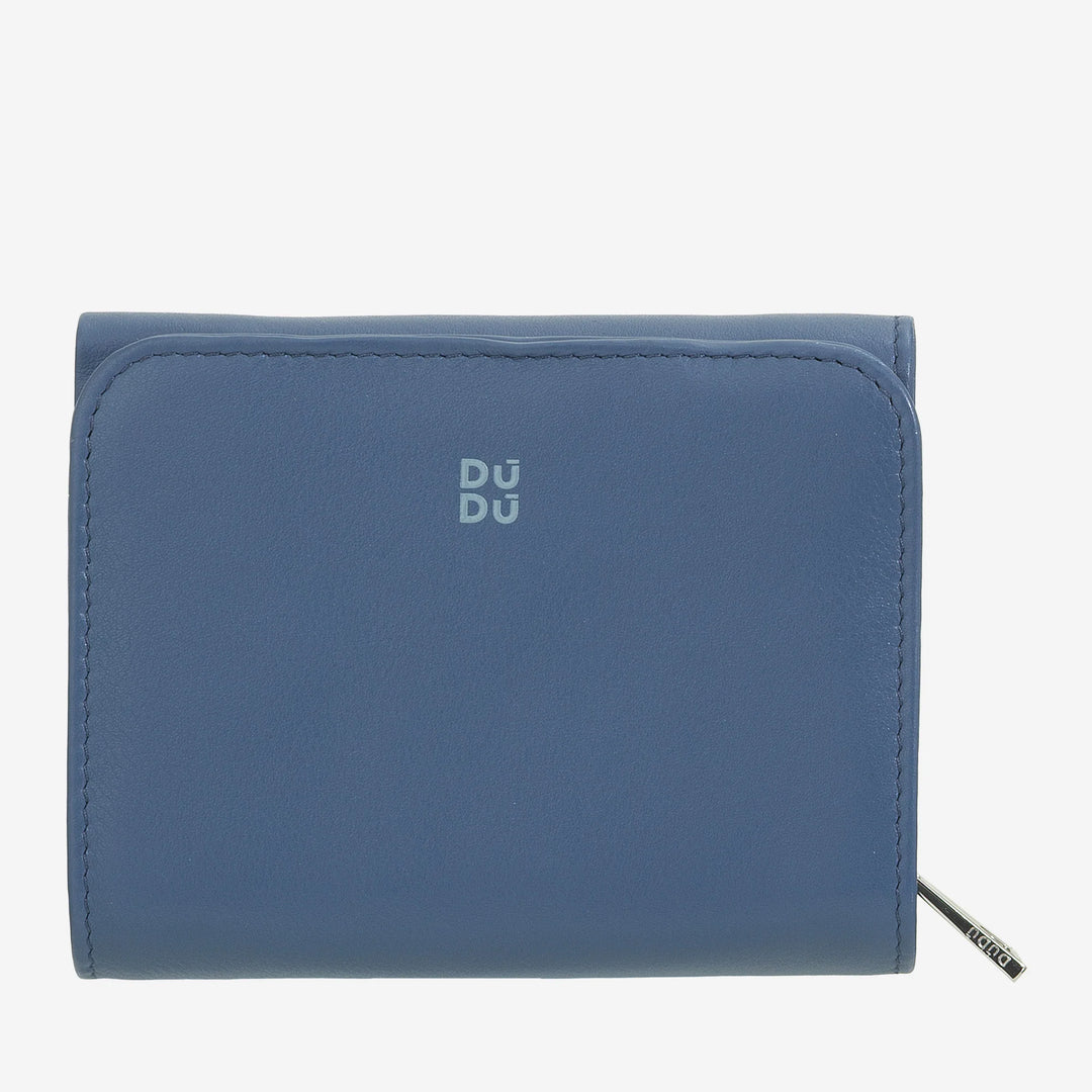 DUDU Kleine Damen-Geldbörse aus Leder mit Reißverschluss, Münzbörse – kompaktes Design und Après-Ski-Schriftzug – Geldbörse für Karten und Geldscheine, trendige Mode