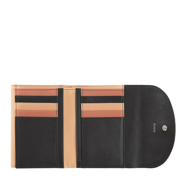 DUDU WOMEN RFID WORLD WALLS WITH PORTAMONE, COLOR LEAVE WALLS DOUBLE PATTA CARD CARD CARD Banknotes