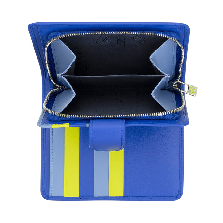 Dudu Women's Women in Soft Leather Colored RFID -blok med Zip Credit Card Holder Doors