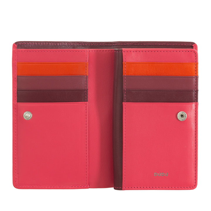 Dudu Coloring Women's Wallet RFID i flerfarvet læder med nøgleholder, kortholderlommer og kort