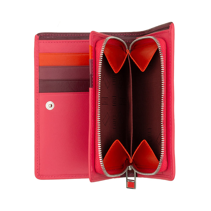 Dudu Coloring Women's Wallet RFID i flerfarvet læder med nøgleholder, kortholderlommer og kort