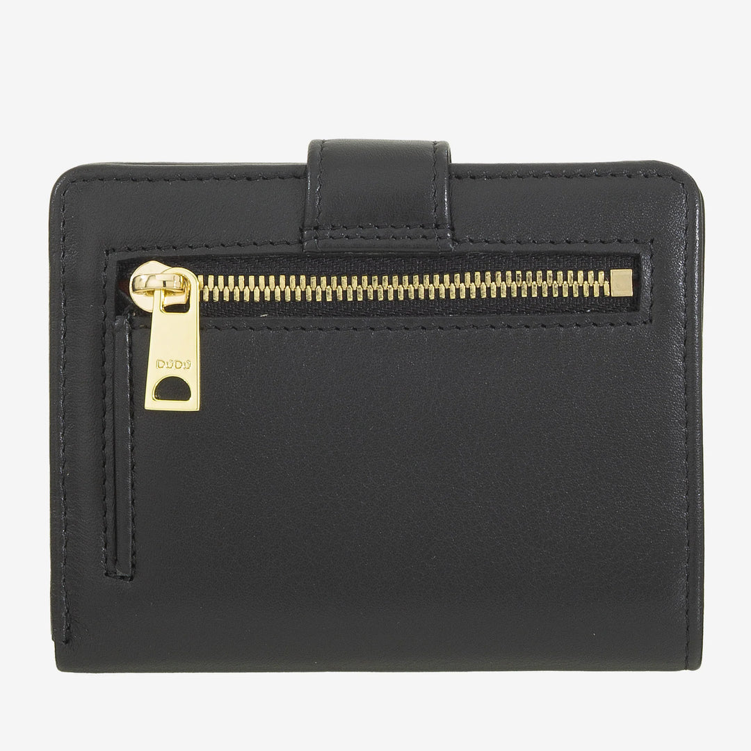 DUDU Damen-Geldbörse aus echtem Leder, kleiner RFID-Leder-Kartenhalter mit Reißverschluss, Münzgeldbörse, Banknoten, Außenverschluss