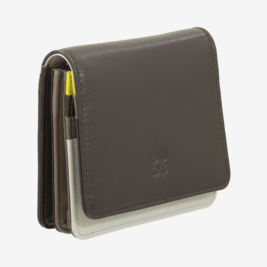 DUDU Kleine, ultrakompakte, farbenfrohe Damenbrieftasche aus Leder mit RFID-Schutz, Innenreißverschluss und 8 Kartenfächern
