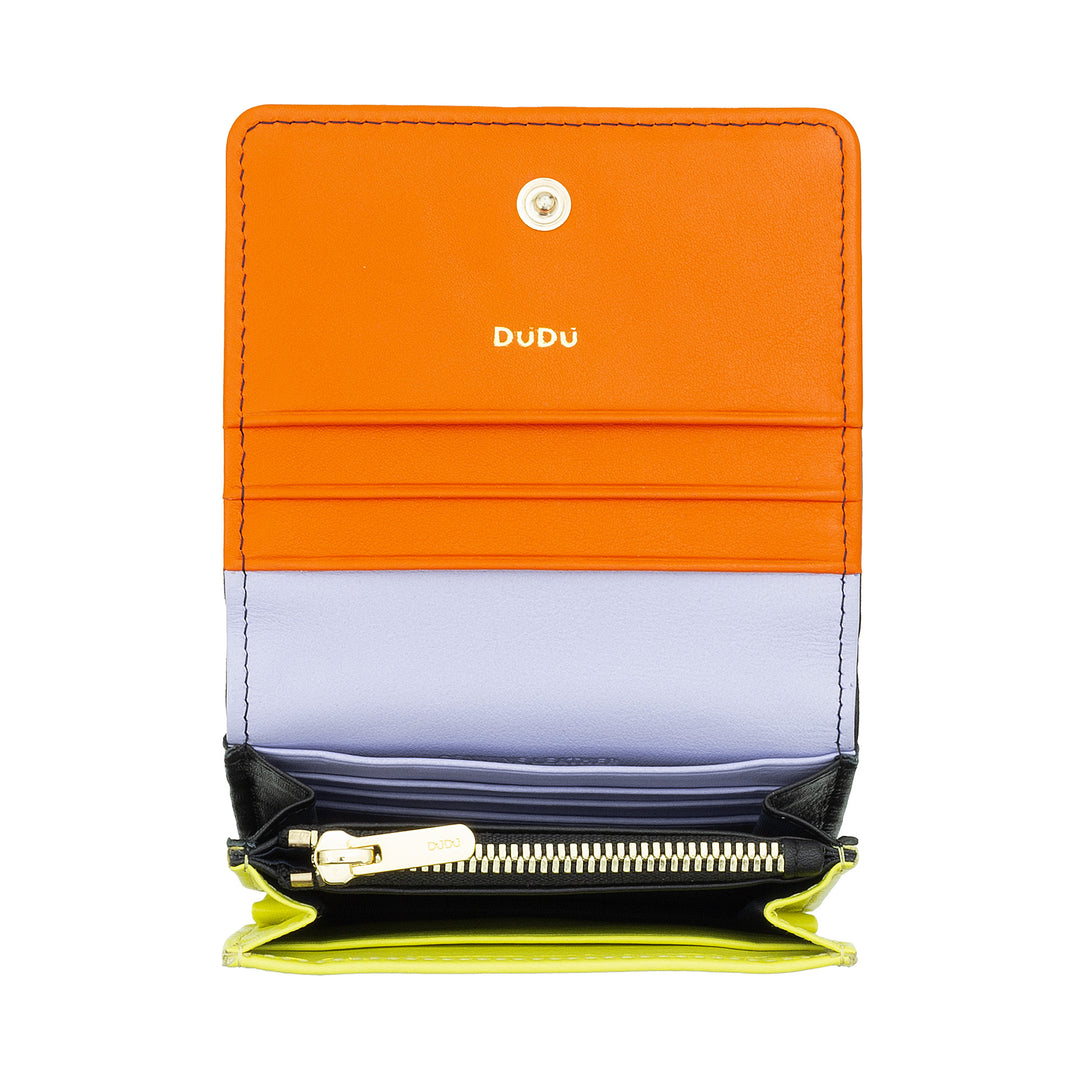 Dudu Women's Women Wallet in Skop Legant RFID Ultra Compact Farverig RFID med interne lynlås og 8 kortkortholdere