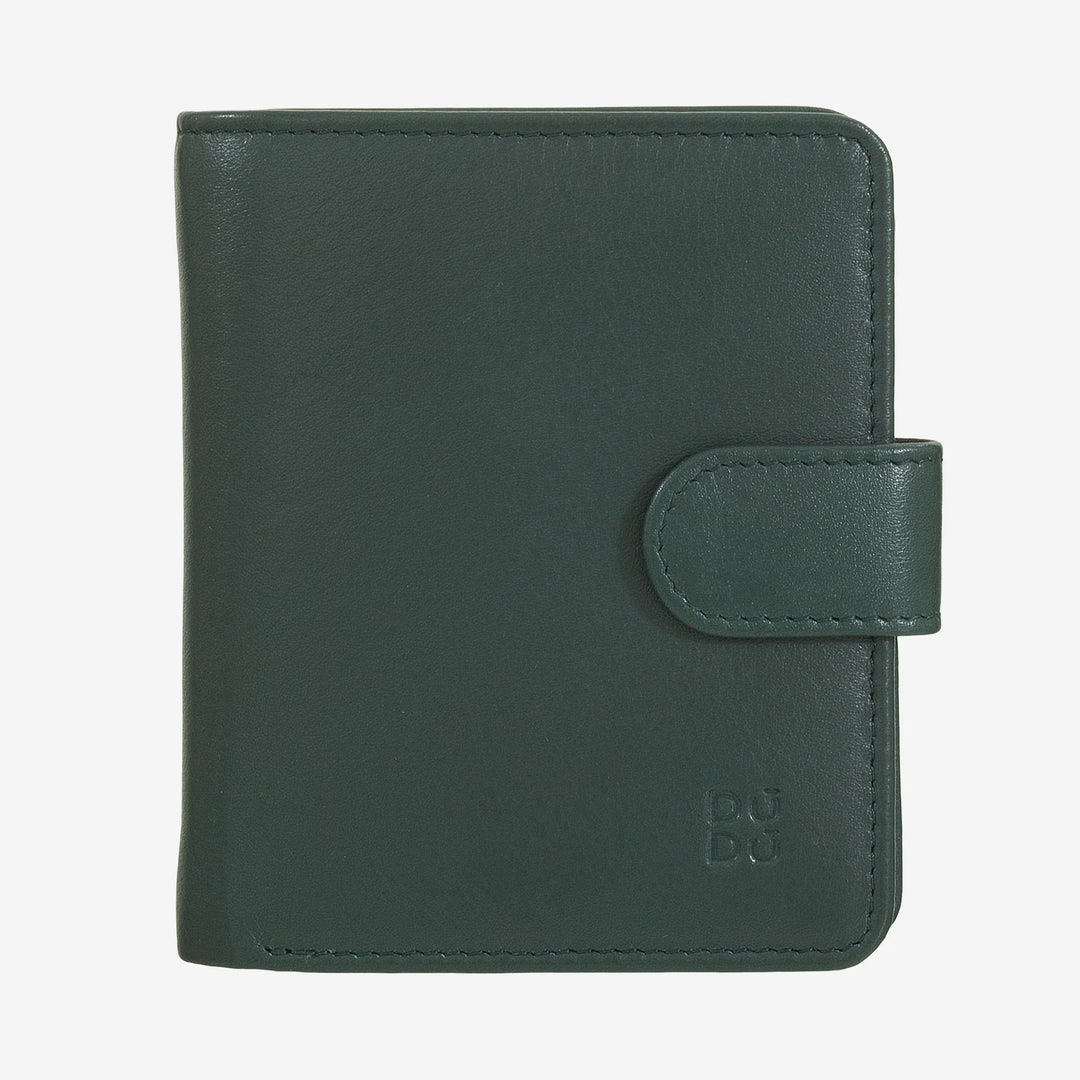 DUDU Kleine Damen-Geldbörse aus Leder mit Reißverschluss, Münzbörse, kompakte Geldbörse mit Knopfverschluss, Geldscheinhalter, Kartenhalter und RFID-Schutz