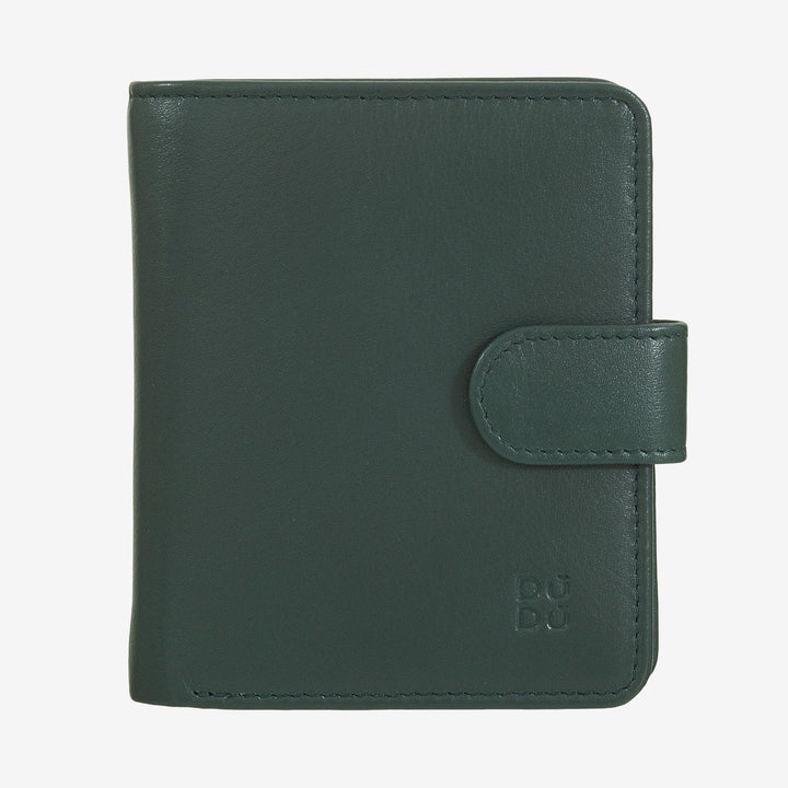 DUDU Kleine Damen-Geldbörse aus Leder mit Reißverschluss, Münzbörse, kompakte Geldbörse mit Knopfverschluss, Geldscheinhalter, Kartenhalter und RFID-Schutz