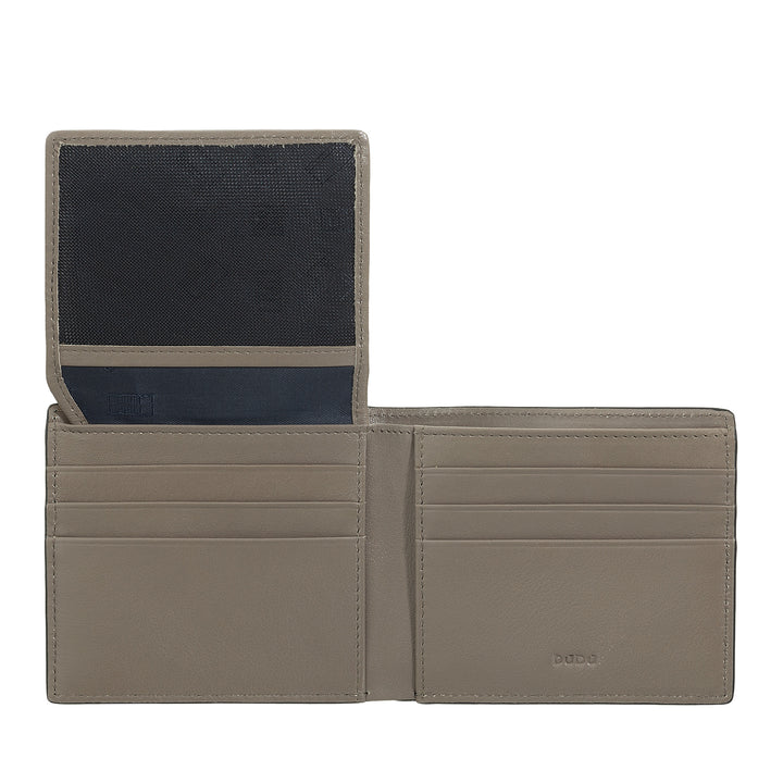 DUDU Small RFID men's portfolio in printed leather, cards holder wallets with internal flap, without front door, pocket with retina