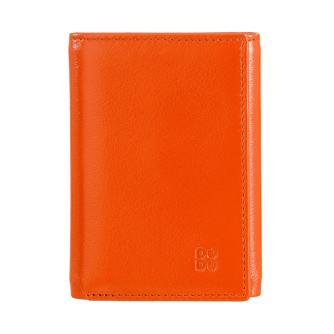 DUDU MAN WALE TRIFOLD in leather, vertical rfid cards cards with button, banknotes, multicolor door