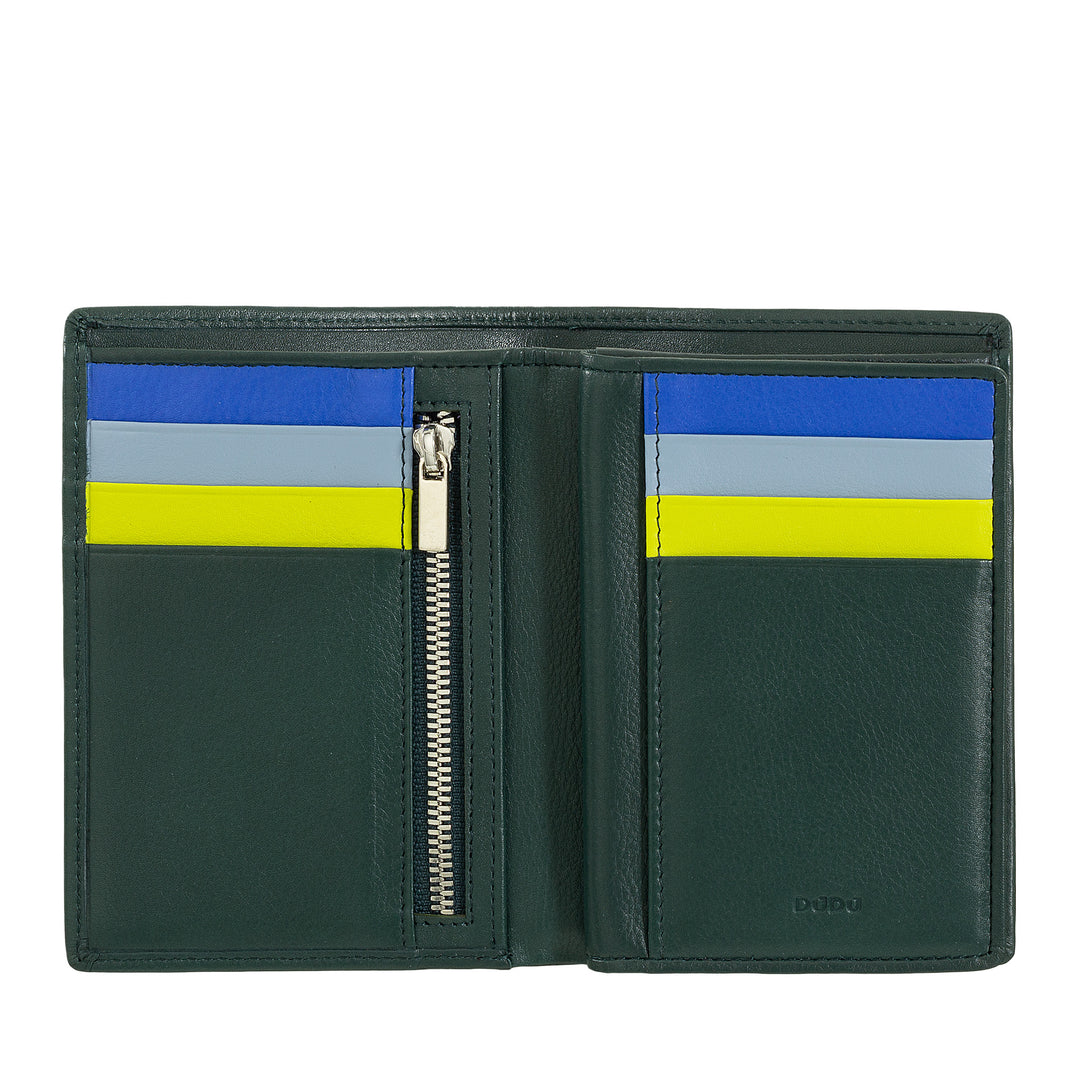 DUDU men's wallet for rfid book in multicolor leather with lightning