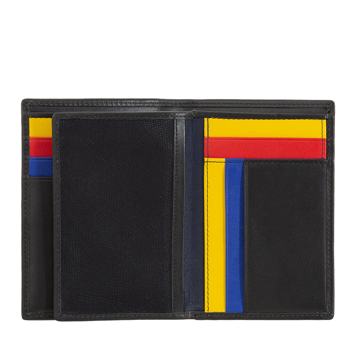 DUDU men's wallet for rfid book in multicolor leather with lightning