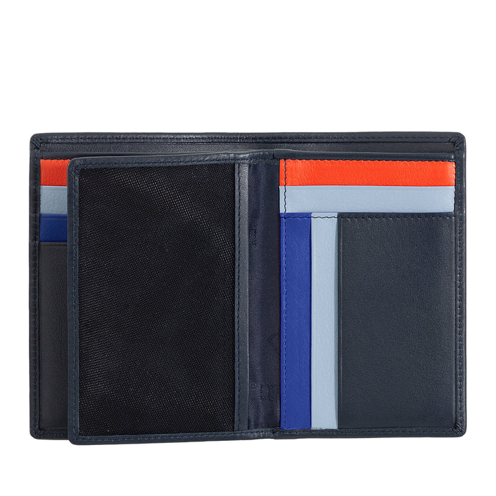 DUDU Multicolor Leather RFID Men's Book Wallet with Zipper