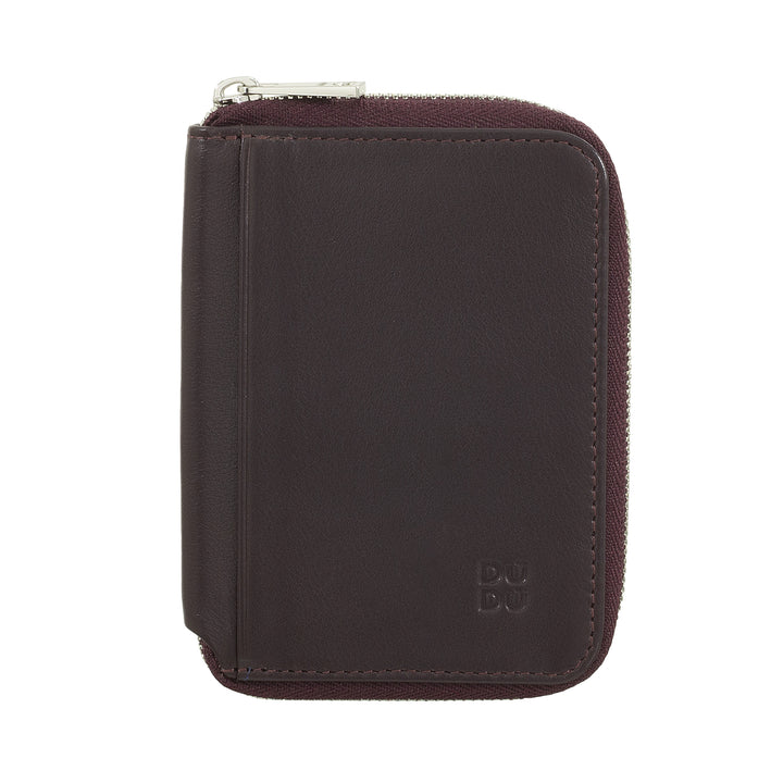 DUDU Men's Small Soft Leather Wallet with Zip, Ultra Compact Mini Wallet with zipper, Banknotes, Card holders and Cards