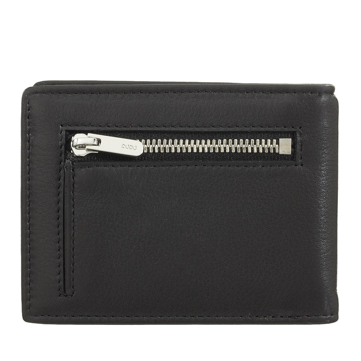 DUDU men's wallet with clip stopsoldi, small compact thin portfolio with rfid protection, credit card holder and rear zip