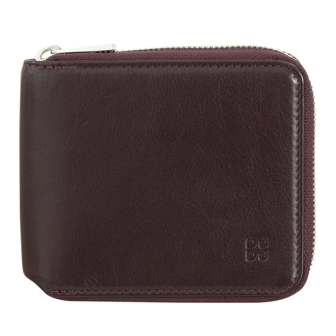 DUDU Men's Wallet Rfid in leather leather with a small external zip zip zip with 6 cards slots