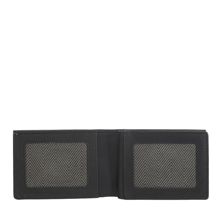 Nuvola Pelle Herren-Mini-Leder-Geldbörse mit Münzfach – kompakt und elegant, für Jackentasche, mit Kartenfächern, transparenten Fenstern und minimalistischem Design