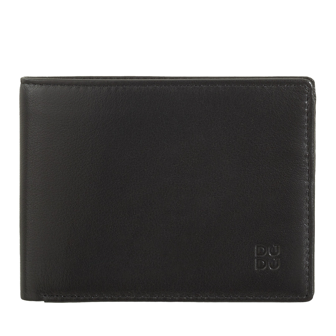 DUDU Men's Wallet RFID Blocked Leather Small Pocket with Credit Card Holder Slot