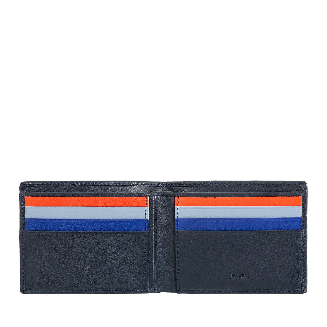 DUDU Men's Wallet Rfid Block In Small Skfully Scheme Leather Pocket With Credit Card Slot