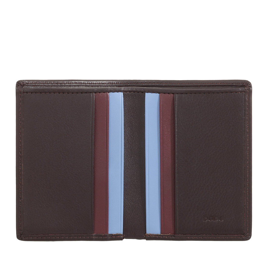 Dudu Men's Leather Wallet, Slim Men's Wallet med kreditkortindehaver, Cash Case Holder, Lille og kompakt, med RFID -beskyttelse