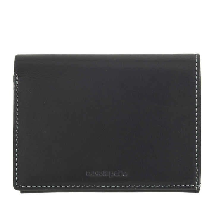 Nuvola Pelle Vertikal Läderplånbok för män - Elegant Bifold-plånbok med myntväska, intern flikstängning, kortfack och blixtlåsficka