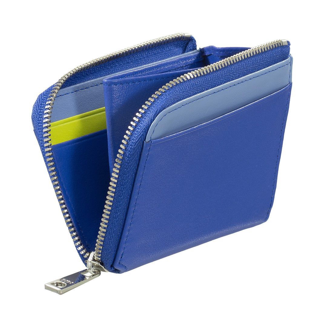 Dudu Small men's wallet with zip, RFID wallet in colored leather, credit card holder, compact pocket design