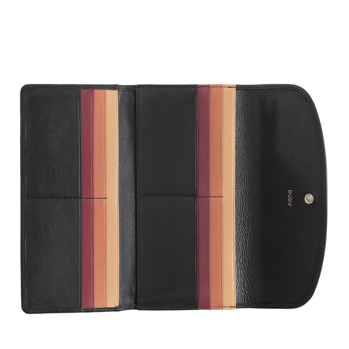DUDU WORLD WORLD WORLD IN REAL LEATHER, RFID shielded, Portamonete hinge wallets, Multi compartments