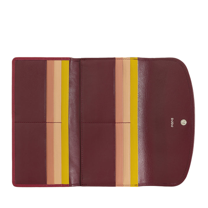 DUDU WORLD WORLD WORLD IN REAL LEATHER, RFID shielded, Portamonete hinge wallets, Multi compartments