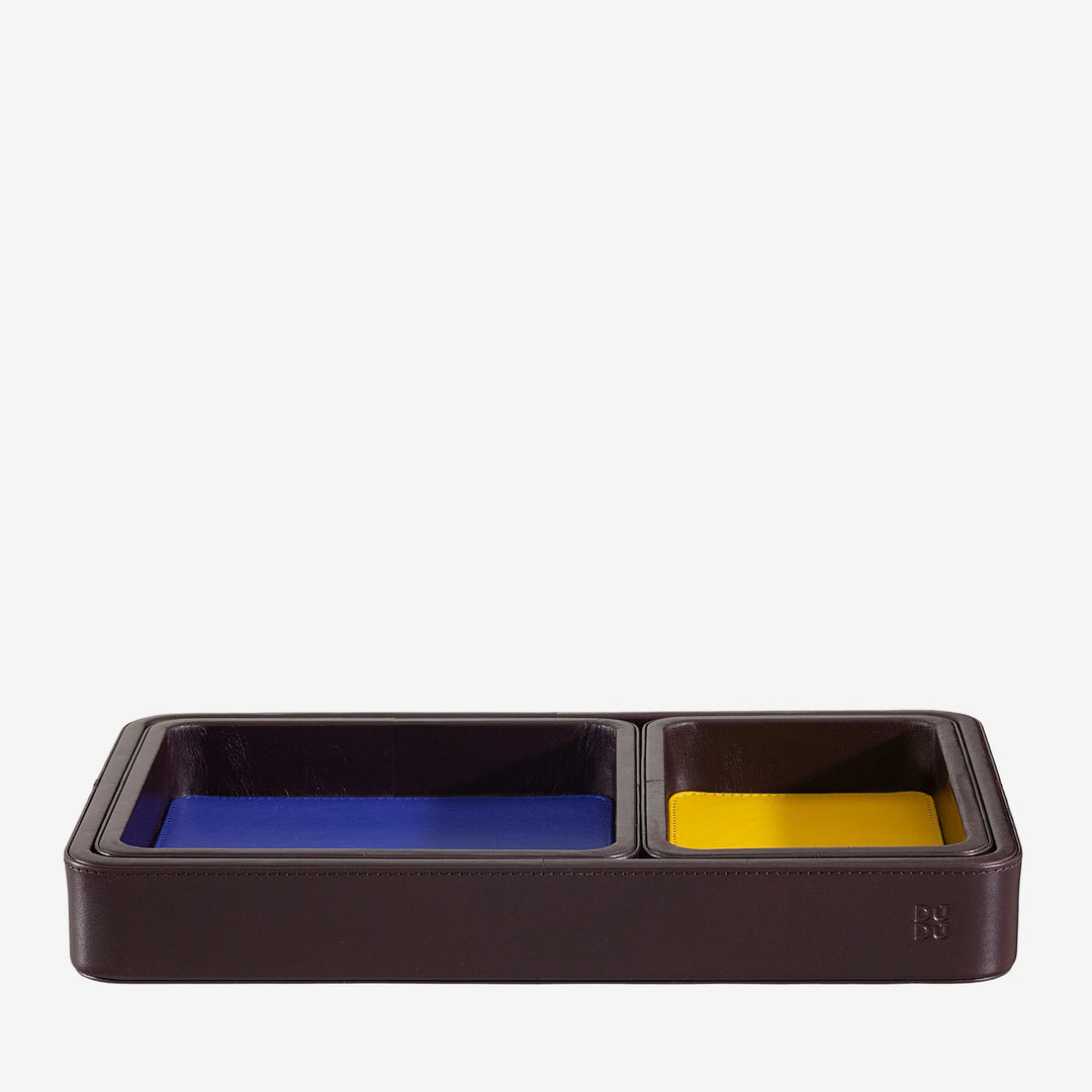 DUDU Set of 3 pcs Leather Pocket Tray, Table Storage Tray Home Desk Office, Key Holder, Coins, Telephone