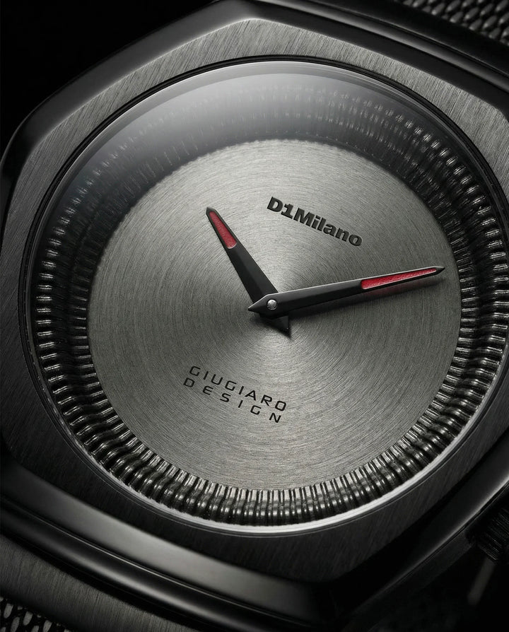 D1 Milano Uhr Limited Edition Giugiaro Design 40 mm grauer Quarzstahl D1-IDBJ01