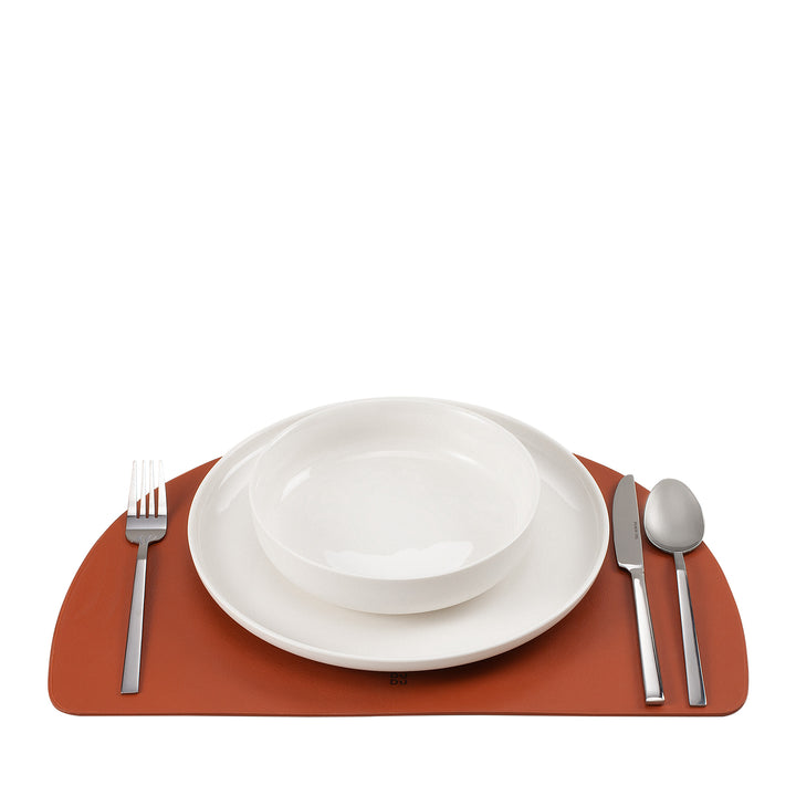 Dudu American Leather Placemat, Morgenmadstegn frokost, dobbelt -sidet dobbelt -sidet, ikke -slip, halvmåne 44x30 cm, to -tone