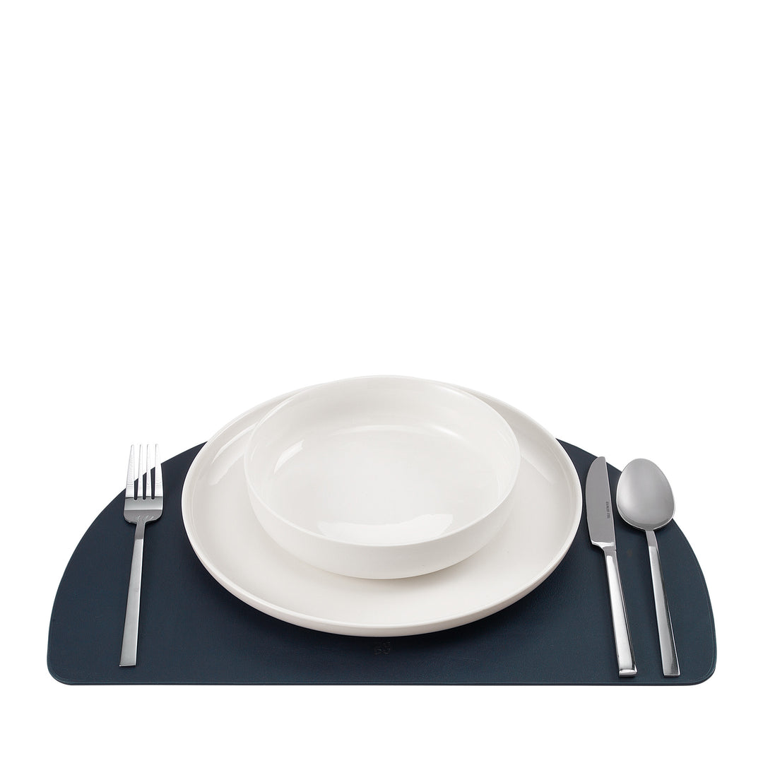 Dudu American Leather Placemat, Morgenmadstegn frokost, dobbelt -sidet dobbelt -sidet, ikke -slip, halvmåne 44x30 cm, to -tone