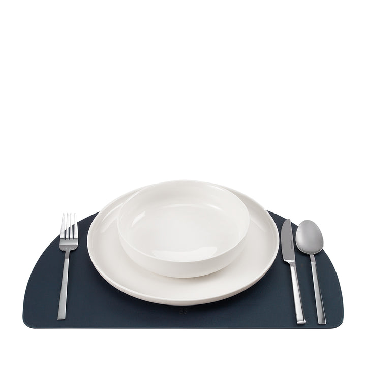 Dudu American Leather Placemat, Morgenmadstegn frokost, dobbelt -sidet dobbelt -sidet, ikke -slip, halvmåne 44x30 cm, to -tone