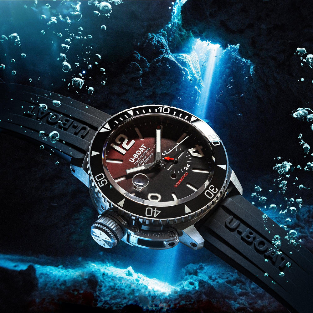 U-BOAT Sommerso Ceramic Bordeaux/MT klocka 46mm vinröd automatisk stål 9521 - Capodagli 1937