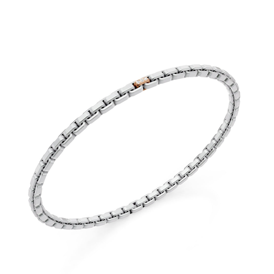 Golay platina armband, med en 18k roséguld pave-insats, fyrkantig länk, 18 cm GBR033E1PTO3DI-180