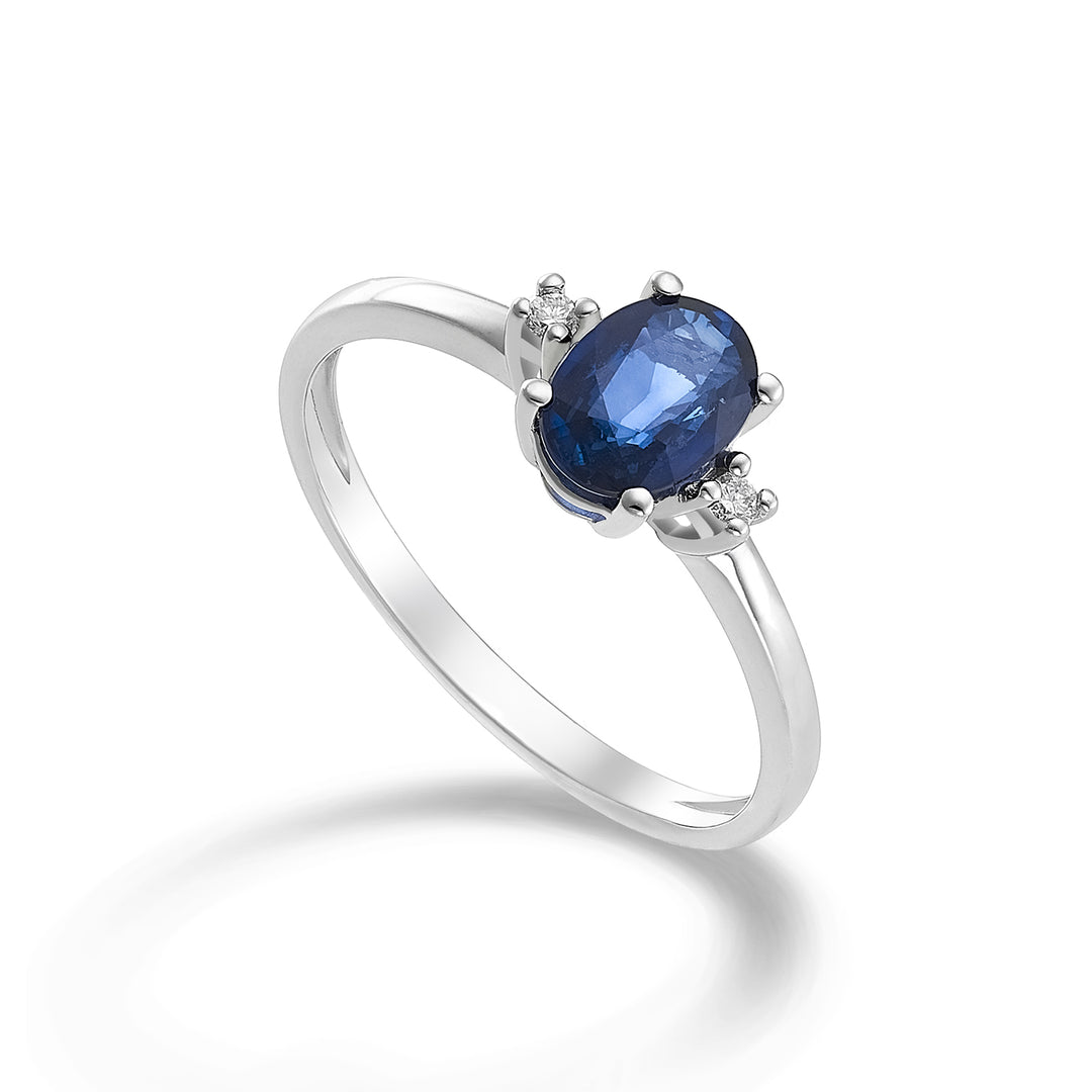 Mikiko og 9k safir n. oval 7x5 ct.0,80 diam. ct.0,03 MA5073R4ZFN