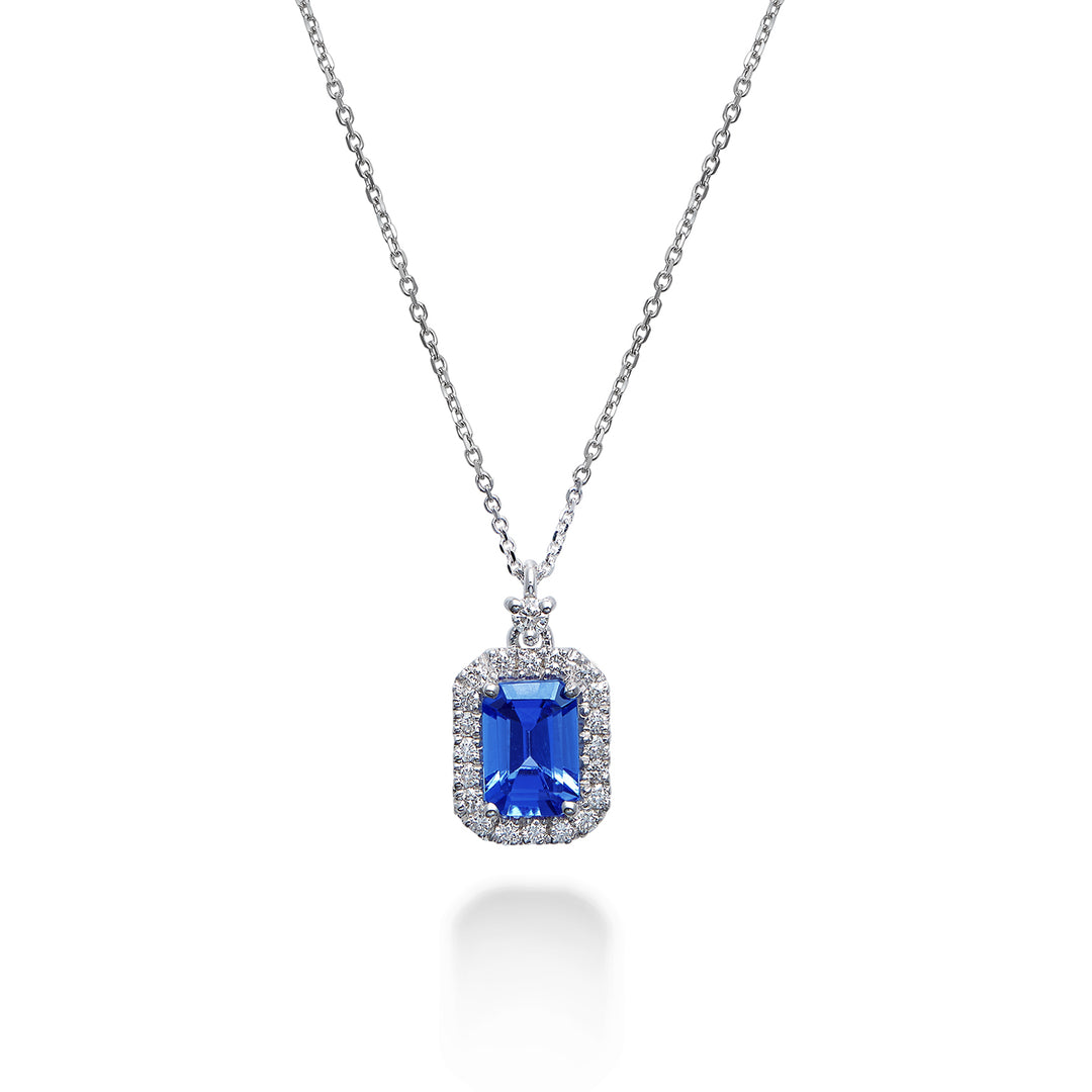 Golay 6x4 oktagonalt tanzanithalsband med diamanter PCL072DITZ2-23242110027
