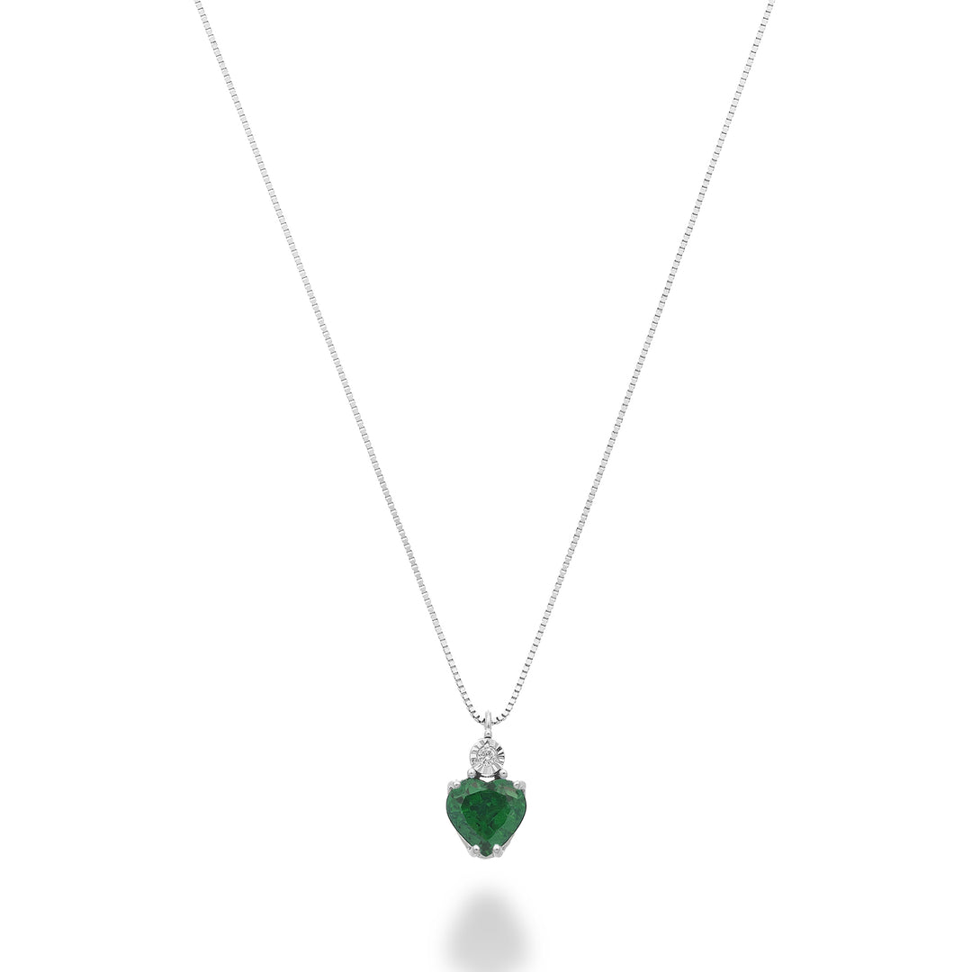 Mikiko cl 18k smaragd n. 5x5 hjerte med diamant MD5195O4SMN031