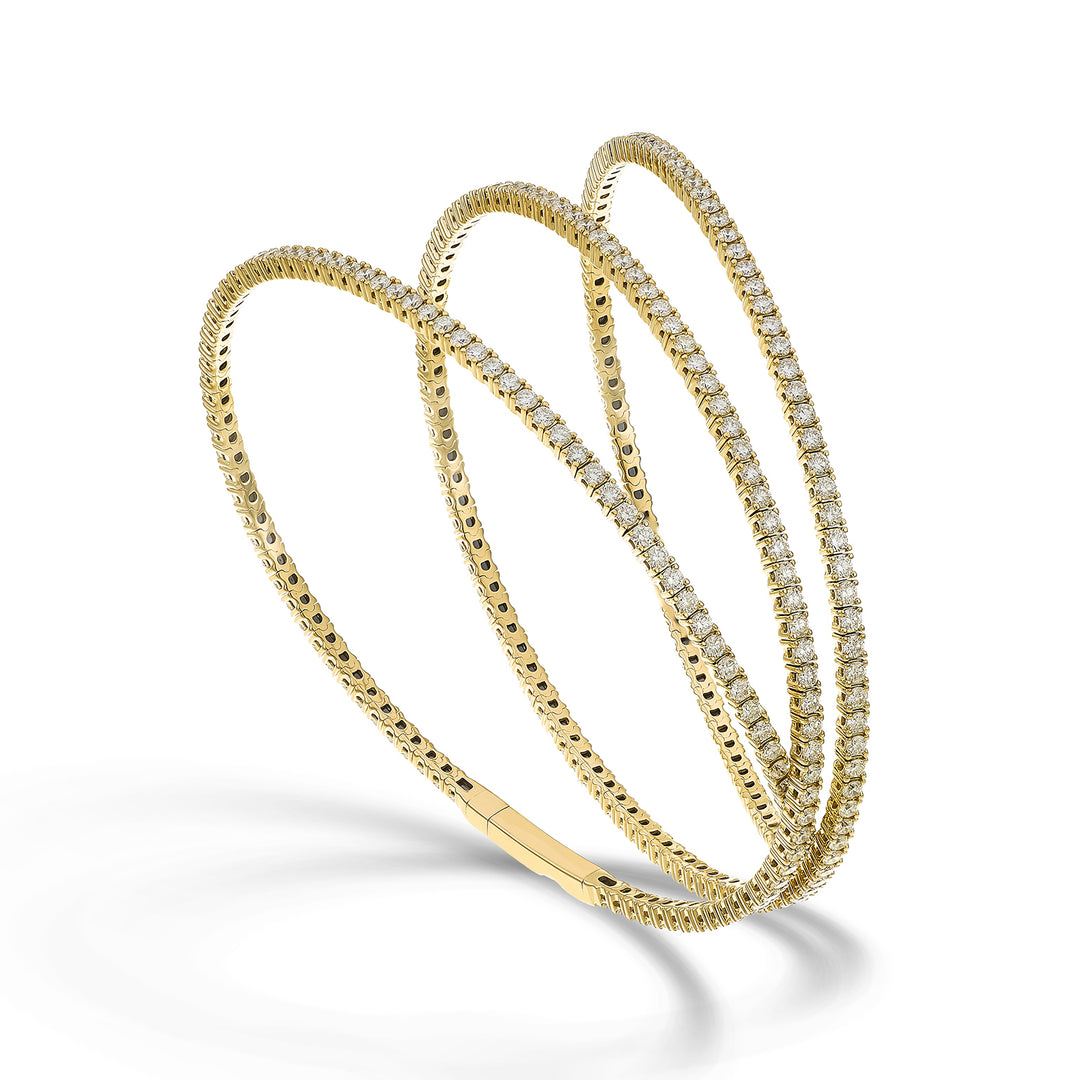 Golay br 18k tennis flex 3 omgange diam. 4,66 ct gul guld 16,5 cm GBFLEX004DIO1