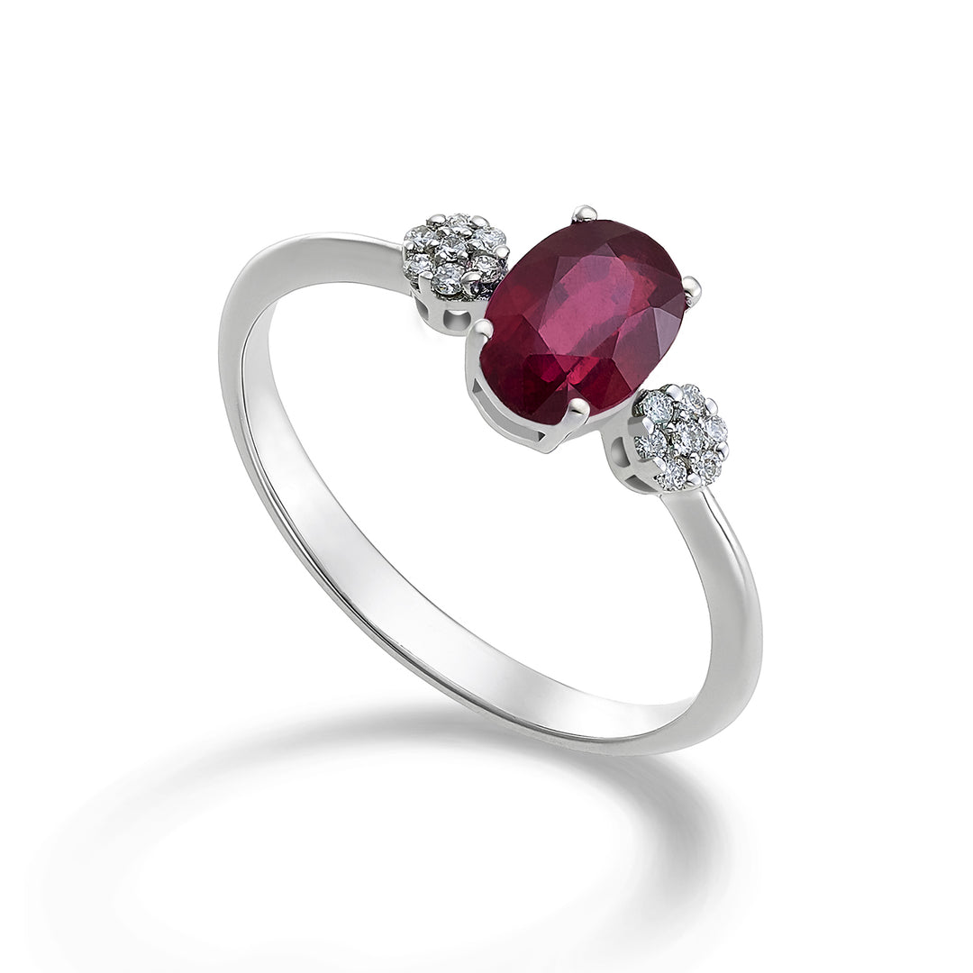 Mikiko en 18k oval rubin 7x5 ct. 0,90 diam. ct.0.08 MA5058O4RBC