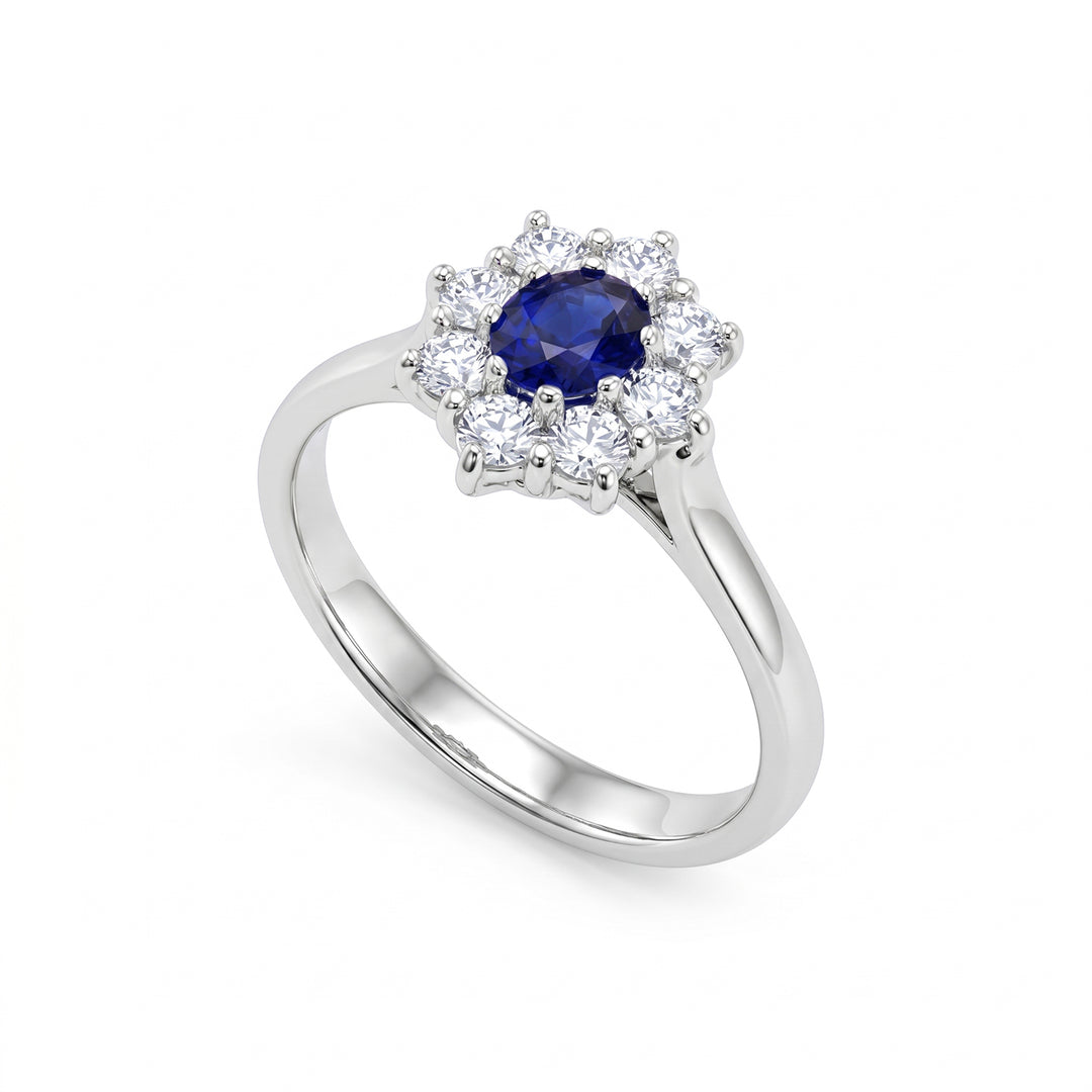 Golay oval sapphire ring 5x4 and contour 8 stones ACLC461DZB54-24192110011