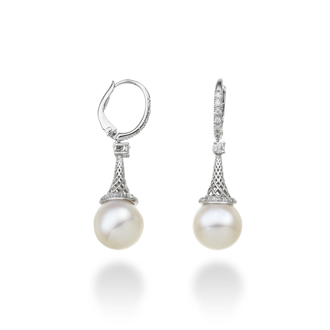 Golay oder 18-Karat-Fischnetz mit Diam und FW-Perle 10-10,5 Kontur 0,36 ct ORPEC01DIFABI100